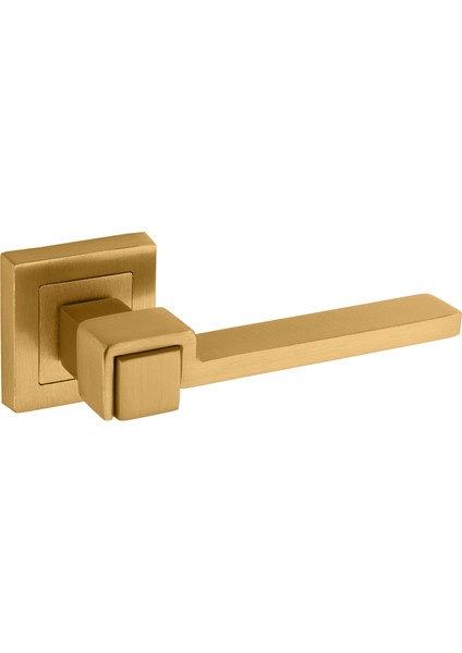 Vizyon Kare Rozetli Alüminum Kapı Kolu (Oda/yale/wc) V2 Mat Altın