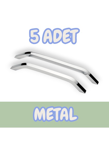 Idil Alüminyum Metal Lüks Modern Mobilya Çekmece Mutfak Dolabı Kulpu Krom (5 Adet)