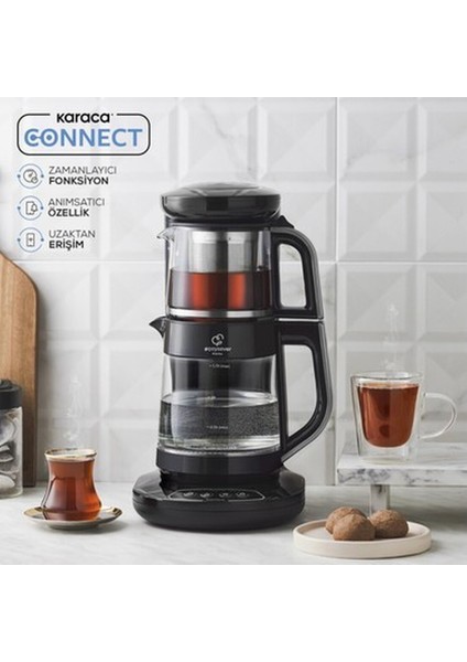 Çaysever Robotea Connect 3 In 1 Konuşan Otomatik Cam Çay Makinesi Su Isıtıcı Ve Filtre Kahve Demleme Makinesi 2500w Chrome