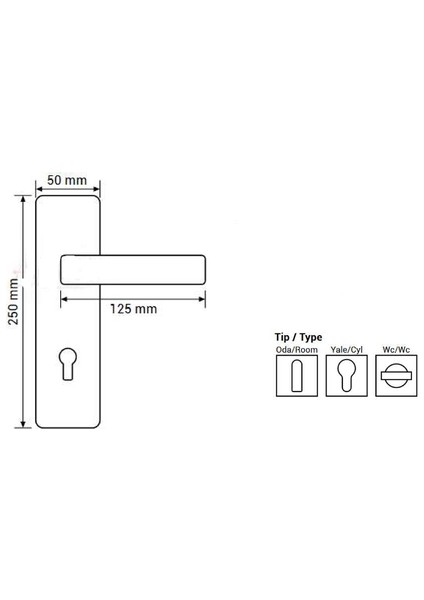 Laura Arma Aynalı Alüminyum Kapı Kolu (Oda/yale/wc) Saten fiyatları