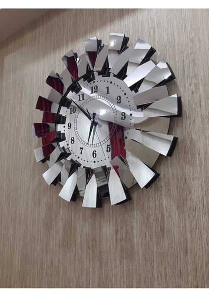 3 Boyutlu Aynalı Pleksi Piyano Duvar Saati, Türk Rakamlı, Gümüş Renk fiyatları