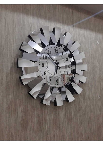 3 Boyutlu Aynalı Pleksi Piyano Duvar Saati, Türk Rakamlı, Gümüş Renk modelleri