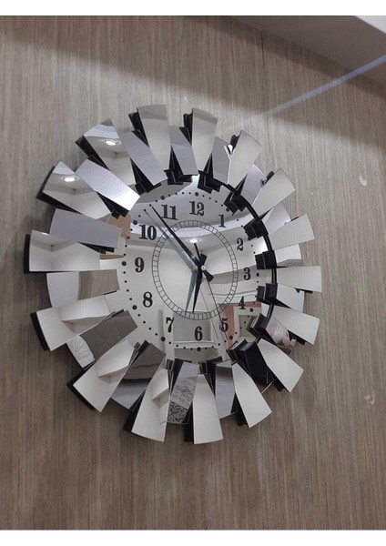 3 Boyutlu Aynalı Pleksi Piyano Duvar Saati, Türk Rakamlı, Gümüş Renk indirimleri