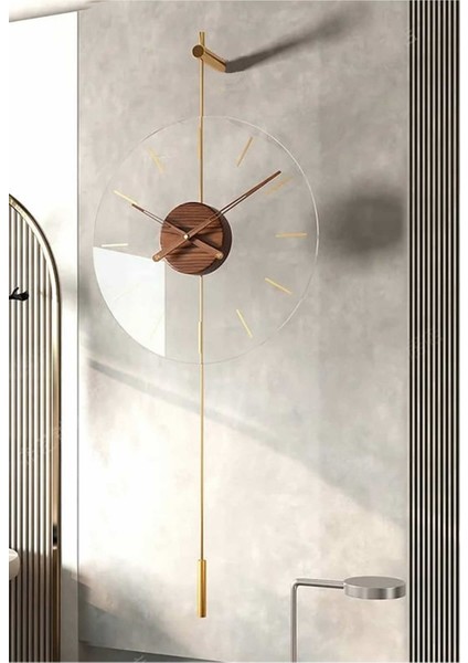 Modern Metal ve Cam Duvar Saati, 40 Cm, Şık ve Zarif Tasarım