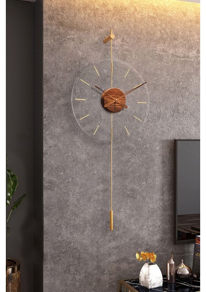 Modern Metal ve Cam Duvar Saati, 40 Cm, Şık ve Zarif Tasarım