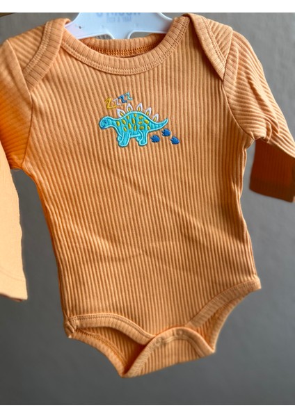 Organik Dinozor Desenli Bebek Zıbın Seti | 3’lü Badi Takım (0-3 / 3-6 Ay Seçenekli) fırsatları