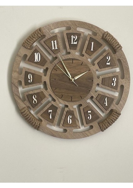 Hasır Detaylı, Sessiz Duvar Saati, 40X40 Cm, Doğal Akçaağaç Şıklığıyla. modelleri