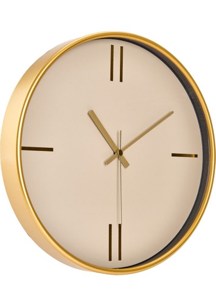 Altın Renkli 29 cm Krem Kadran Çizgi Rakamlı Duvar Saati fiyatları
