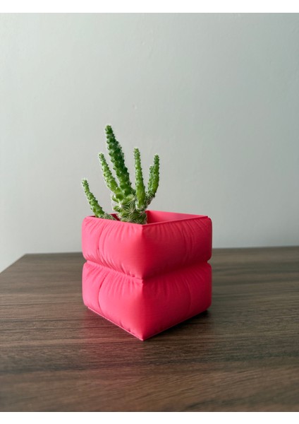 Kapitone Desenli Renkli Saksı - 6cm x 6cm -Modern Dekoratif Saksı (Bitkisiz Gönderilir)