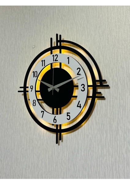 Işıklı Ahşap Duvar Saati 48 Cm, Dekoratif ve Modern Tasarım fiyatları