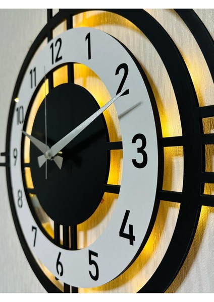 Işıklı Ahşap Duvar Saati 48 Cm, Dekoratif ve Modern Tasarım modelleri
