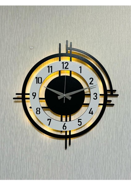 Işıklı Ahşap Duvar Saati 48 Cm, Dekoratif ve Modern Tasarım indirimleri