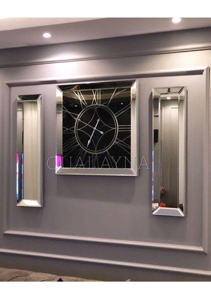 3’lü Mermer Renkli Saat ve Yan Aynalar Seti, Şık ve Zarif Tasarım fiyatları