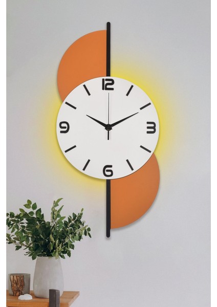 Beyaz Ahşap Büyük Duvar Saati 30X65 cm Işıklı Şık Dekorasyon Aksesuarı