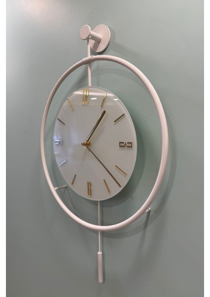 Orta Boy Metal Duvar Saati, LED Işıklı, Beyaz, 37X55CM