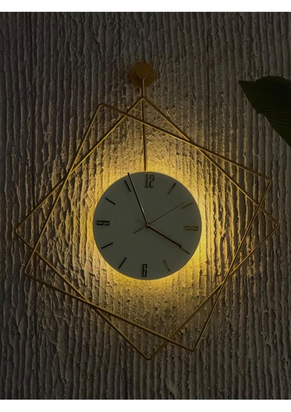 Altın Renkli Pilli LED Duvar Saati, Quartz Mekanizma, Şık Metal Tasarım modelleri