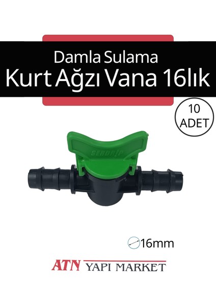 10 Adet 16MM Damla Sulama Kurt Ağzı Vana - Bahçe Tarla Sulama Ekipmanı