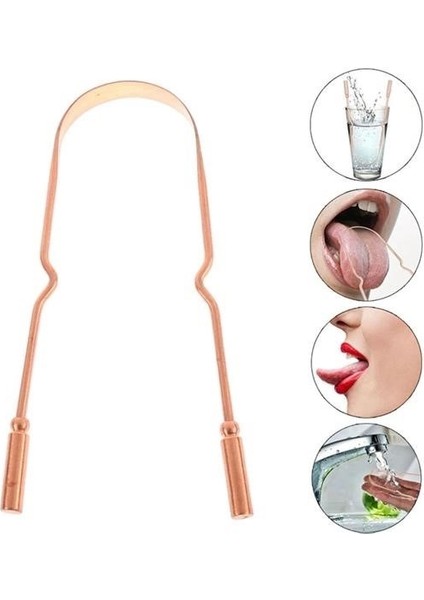 Bakır Oil Pulling Yağ Çekme Dil Plak Temizleme Aleti Dil Fırçası Sıyırıcı Dil Kaşığı