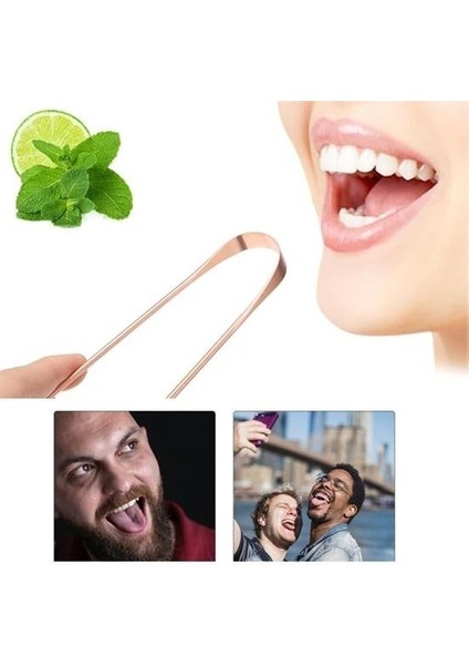 Bakır Oil Pulling Yağ Çekme Dil Plak Temizleme Aleti Dil Fırçası Sıyırıcı Dil Kaşığı