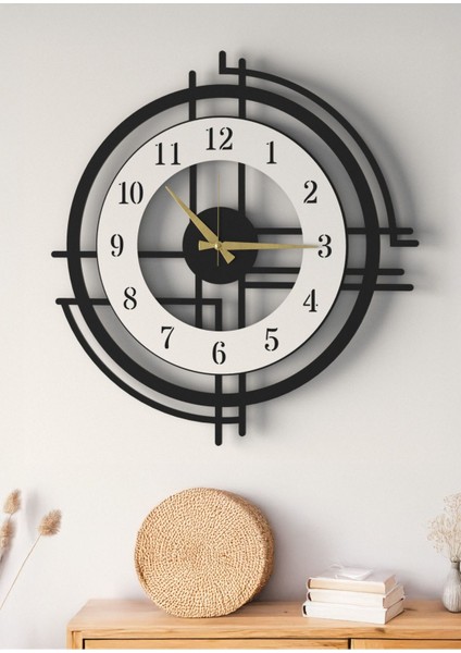 Modern Siyah Ahşap Duvar Saati, Sessiz Mekanizma, Salon ve Ofis Için Büyük Boy