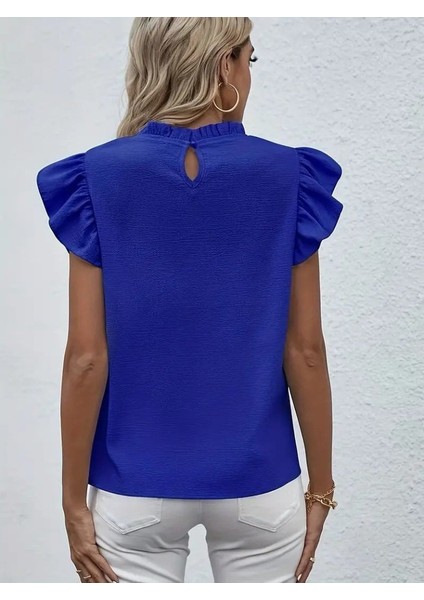 AYDOGANTICARET44 Kadın Kısa Kollu Fırfır Yakalı Bürümcük Bluz modelleri