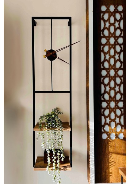 Şık Siyah Metal Duvar Saati ve Kitaplık Seti, Modern Dekorasyon Için Mükemmel Uyum