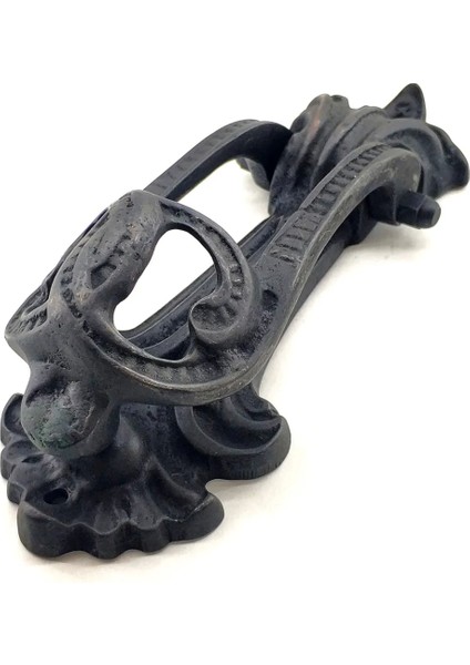 Antika Tarz Dekoratif Pirinç Doğa Kapı Tokmağı, Taktak - 205X73 Mm, Oksit