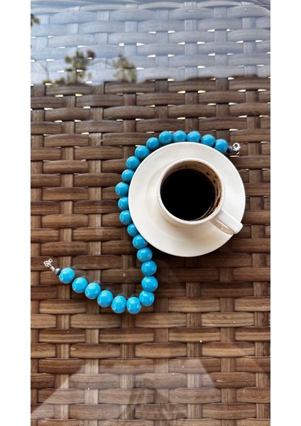 Mavi Bodrum Iri Yuvarlak Boncuk Kolye modelleri