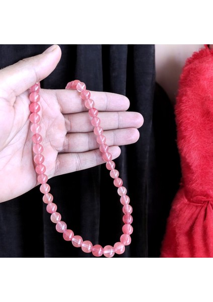 Gül Kuvars Doğal Taş Kolye 8 mm Sade Kolye - Doğal Taş Kolye Bohem Kolye 8 mm Doğal Taş Kolye fiyatları