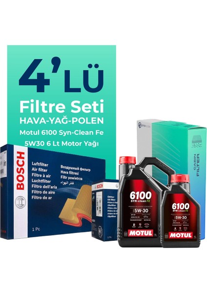 Mercedes CLK200 Kompresor Filtre Bakım Seti Motul Motor Yağlı (2003-2011) 4 Lü