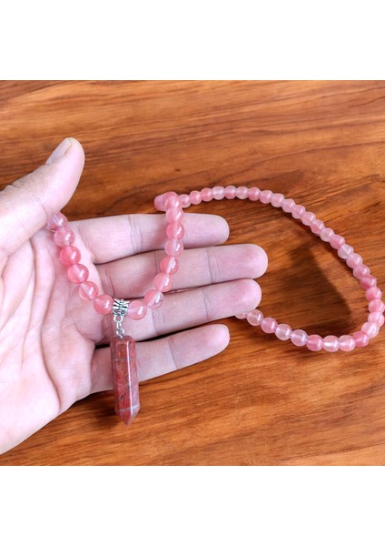 Gül Kuvars Kolye - Kahve Jasper Pandül - Doğal Taş Kolye - 8 mm Sade Kolye - Doğal Taş Kolye Bohem Kolye 8 mm Doğal Taş Kolye fiyatları