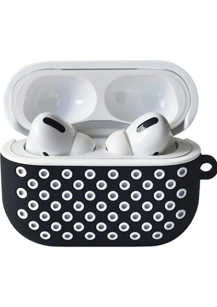 Airpods Pro 2 (2.nesil) Spor Delikli Kılıf - Siyah-Beyaz Drstr