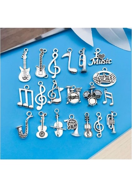 ( 20 x Adet ) 1 Set Müzik Tema Seti Enstrüman & Nota / Bileklik & Küpe & Kolye Ucu