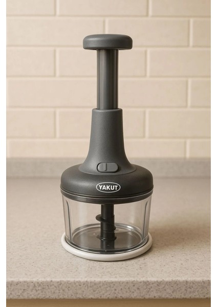 Manuel Üstten Basmalı,yeni Nesil Pratik 3 Bıçaklı Doğrayıcı Rondo Kırmızı