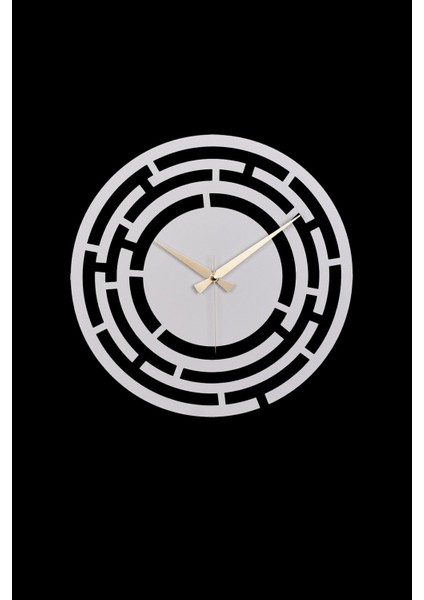 Beyaz Metal Labirent Desenli Sessiz Mekanizmalı Duvar Saati 40X40 cm fırsatları