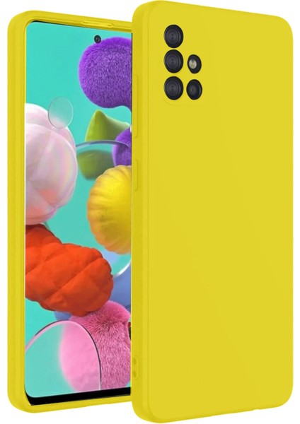 Samsung Galaxy A31 Kılıf Nano Içi Kadife Silikon - Sarı Drstr