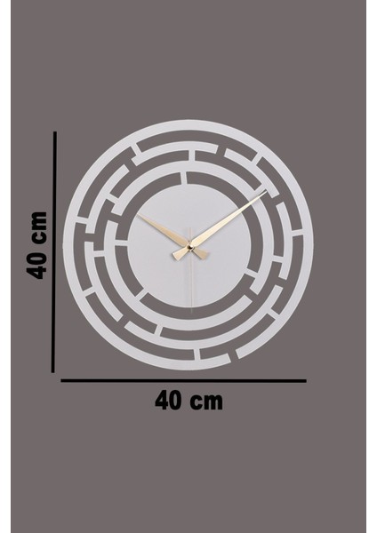 Beyaz Metal Labirent Desenli Sessiz Mekanizmalı Duvar Saati 40X40 cm indirimleri