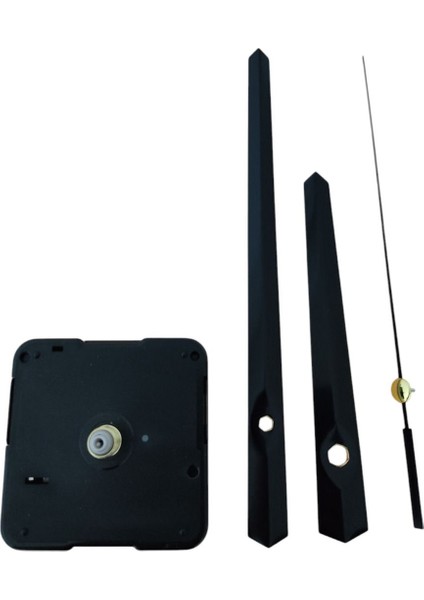 Sessiz Duvar Saati Mekanizması, 22 mm Şaft, Askısız, Orta Siyah, 2'li Set