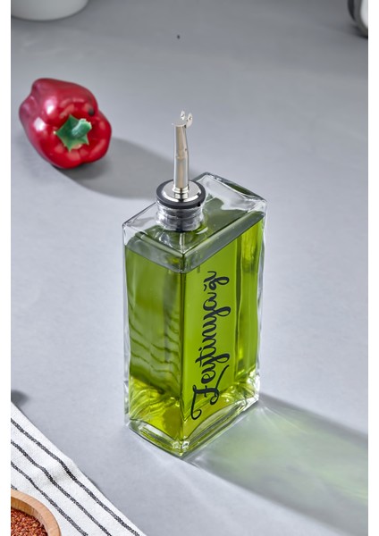 1 Adet Cam Yağdanlık Metal Gümüş Kapaklı Transfer Etiketli Ayçiçek/zeytinyağı/sirke/narekşisi 500ML fiyatları