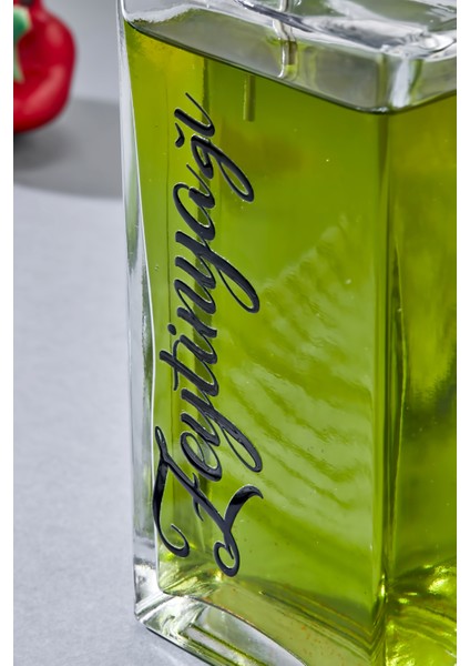 1 Adet Cam Yağdanlık Metal Gümüş Kapaklı Transfer Etiketli Ayçiçek/zeytinyağı/sirke/narekşisi 500ML