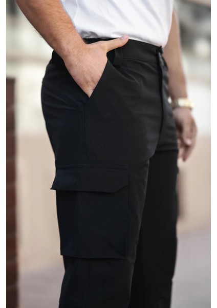 Erkek Kargo Cepli Dikiş Detaylı Kahve Taktik Paraşüt Pantolon