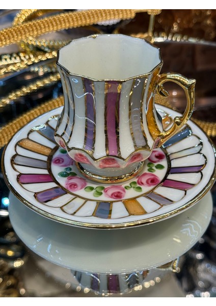 Esterhomedecor 6 Kişilik El Boyama Porselen Kahve Fincan Takımı modelleri