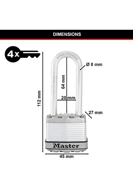 Lock - M1EURDLJ - Excell Asma Kilit 45 mm Yüksek Askı