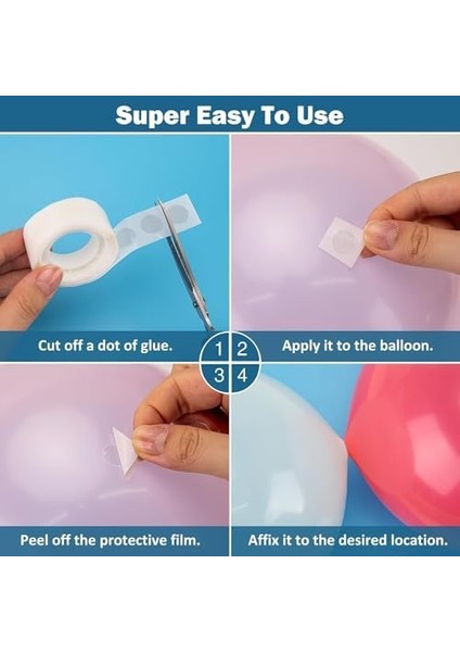 Toys - 2 Adet Çift Taraflı Yapışkan Balon Yapıştırma Bandı, Sticker Damla Modeli ve Uçan Balon Aparatı Yapıştırıcı