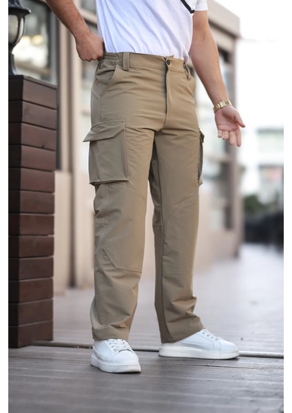 Erkek Kargo Cepli Dikiş Detaylı Kahve Taktik Paraşüt Pantolon modelleri