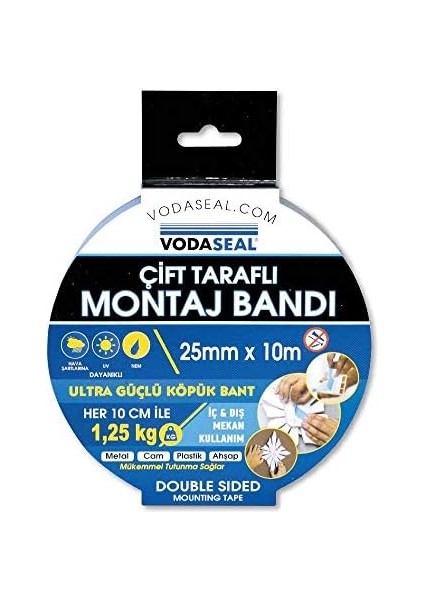 53. 01. 021 Çift Taraflı Montaj Bandı, 25X10