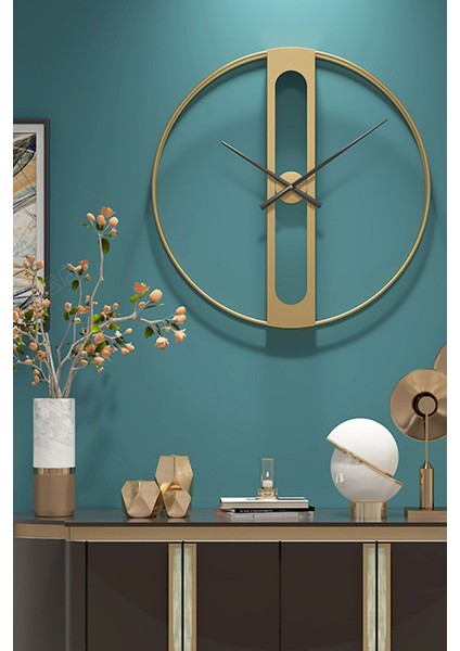 60X60 cm Altın Renkli Metal Duvar Saati, Büyük Boy Şık Tasarım fiyatları
