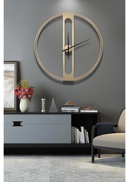 60X60 cm Altın Renkli Metal Duvar Saati, Büyük Boy Şık Tasarım indirimleri