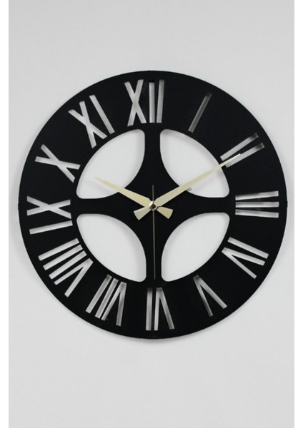 Modern Siyah Metal Lazer Kesim Sessiz Mekanizma Duvar Saati 40X40 cm fiyatları