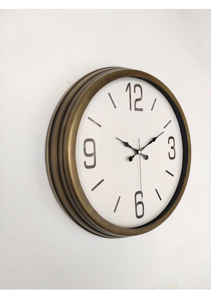 Bej Eskitme Metal Duvar Saati, 40 Cm, Şık ve Zarif Dekorasyon Parçası fiyatları